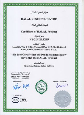 Halal certification Negin Elixir